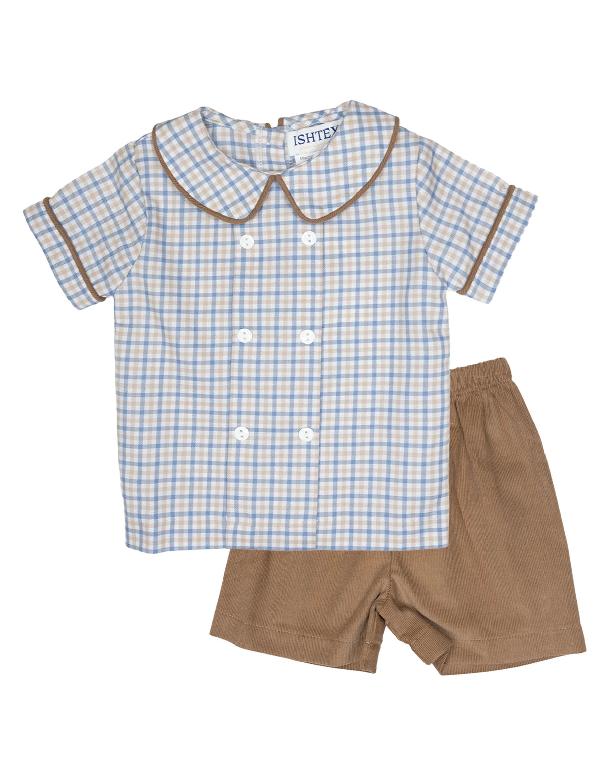 Blue/Khaki Plaid Shirt Set