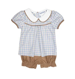 Blue/Khaki plaid Bloomer Set