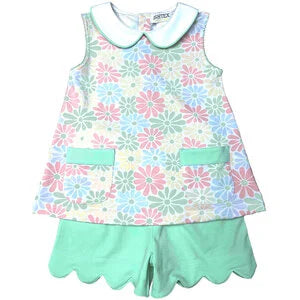 Retro Flower Short Set