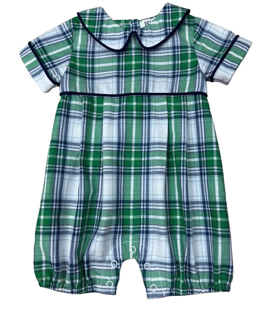 Navy/Green Plaid Romper