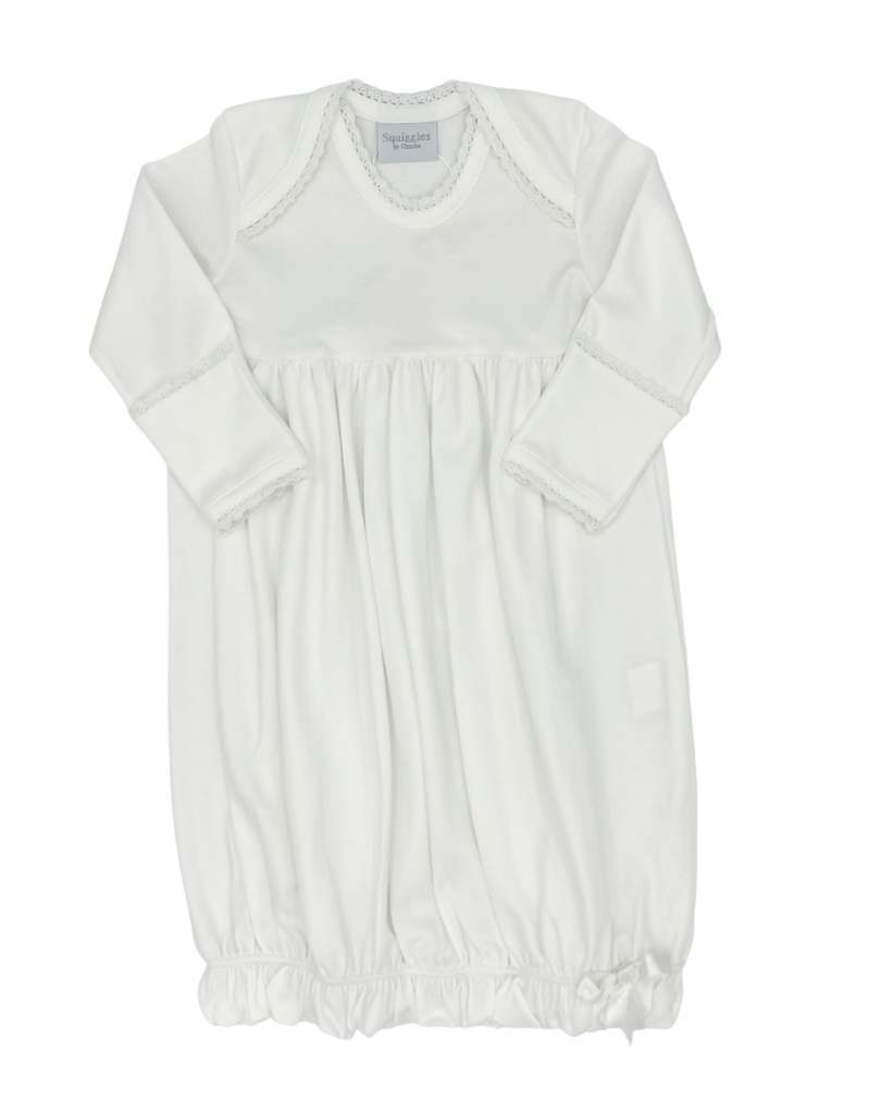 White lap shoulder gown
