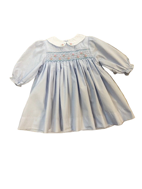 Blue smk dress with pearls