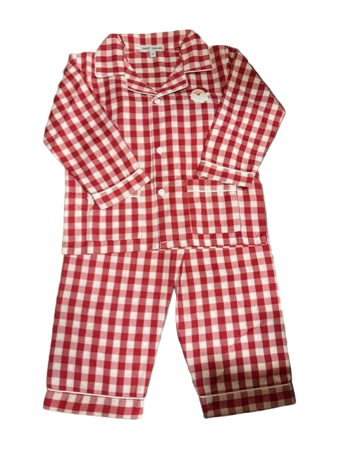 Red Gingham Santa Pjs