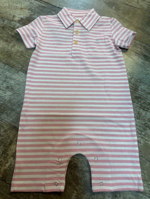 Pink Stripe Polo Romper