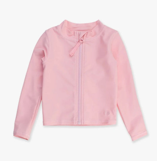 Pink Long Sleeve Zip Rash Guard