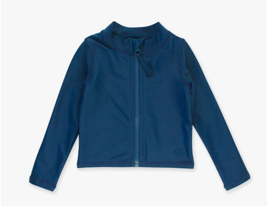Blue Long Sleeve Zipper Rash Guard