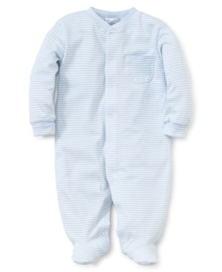 Blue Stripe Footie W/ Collar-Premie